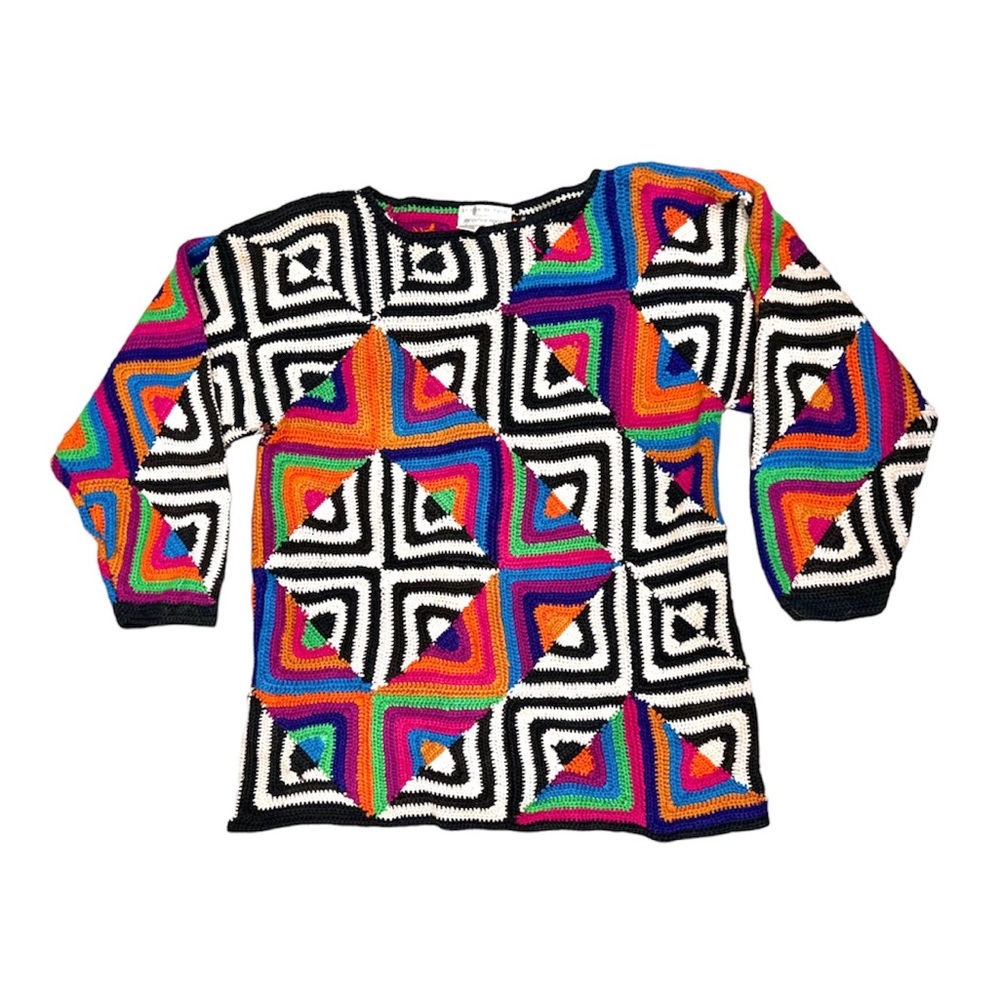 RARE Jennifer Reed rainbow color block sweater